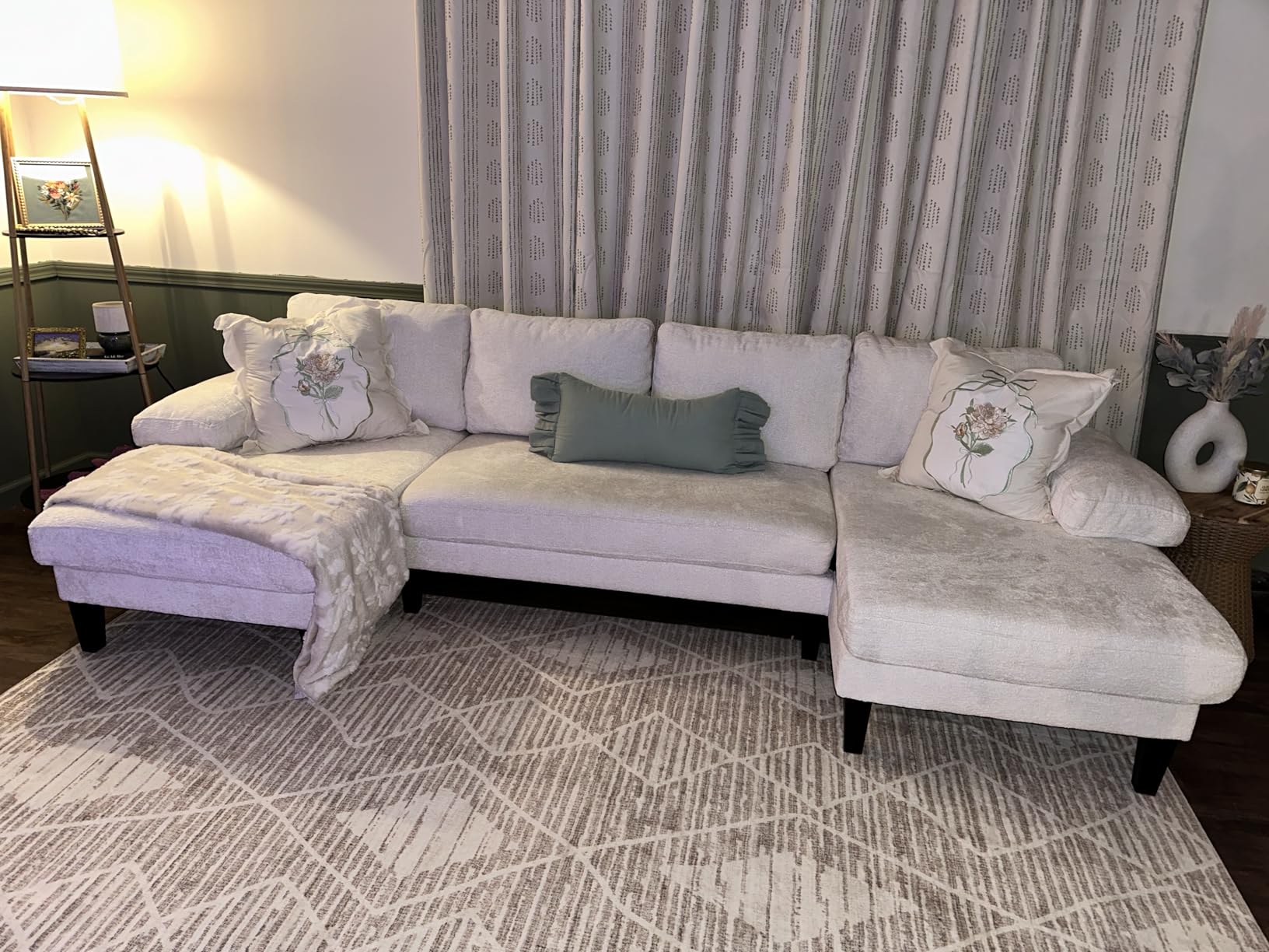 U-Shaped Sectional Couches for Living Room | 112 Inch Modern Sectional Couch | Dark Grey Chenille Sofa with Double Chaise customer photo 2