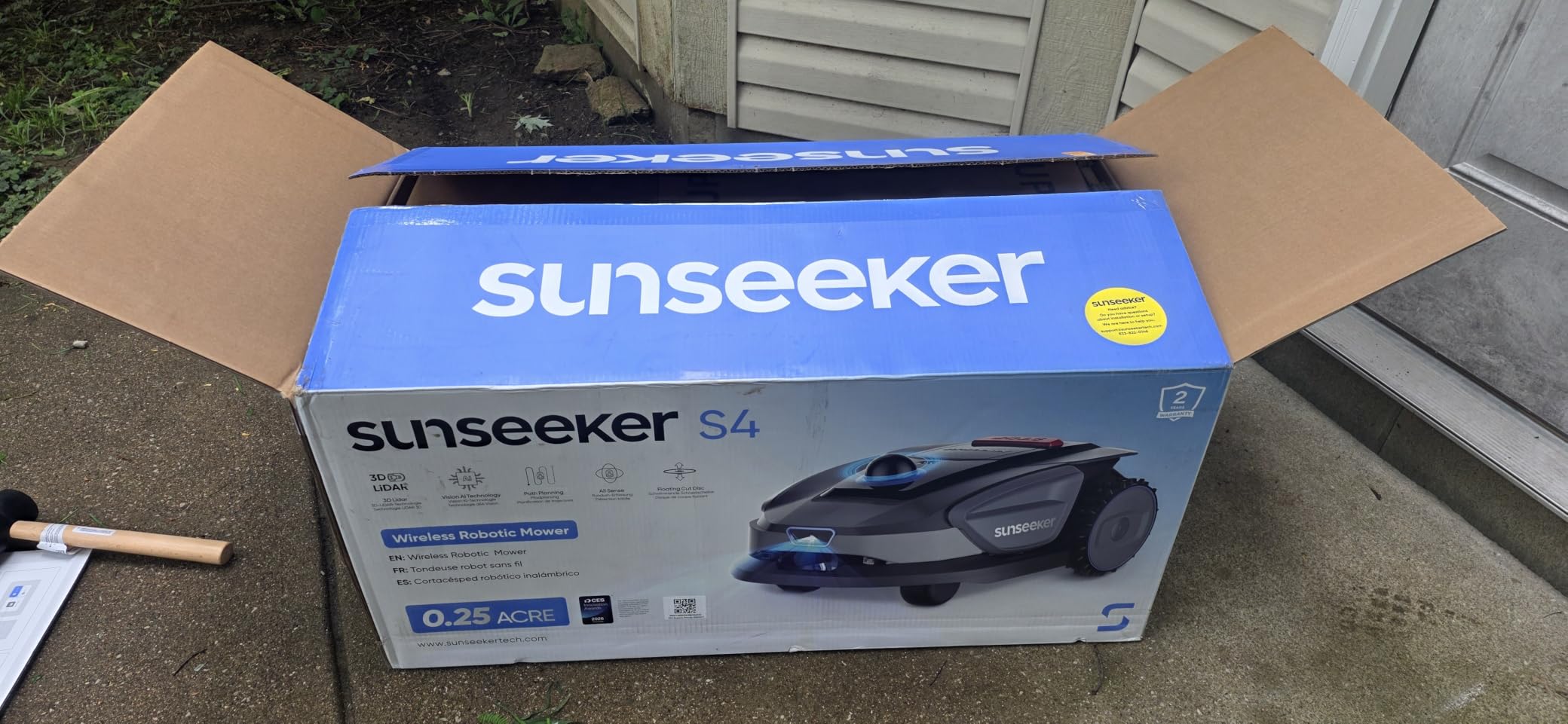 Sunseeker S4 LiDAR Robot Lawn Mower for Up to 0.25 Acre (1000 m2), Vision AI + 360 Degree 3D LiDAR Navigation, Wire-Free Virtual Boundary, Systematic Cutting, 42% Slope, App Control, 60 dB Quiet Mowing customer photo 2