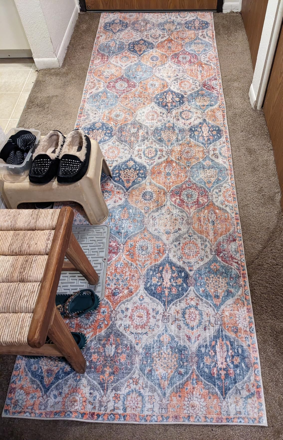 Lahome Moroccan Trellis Washable Rug, 2x3 Kitchen Rugs for Entryway Bathroom, Non-Slip Indoor Door Mat Ultra-Thin, Small Oriental Throw Carpet for Bedroom Entry Elise, Cream/Multi customer photo 2