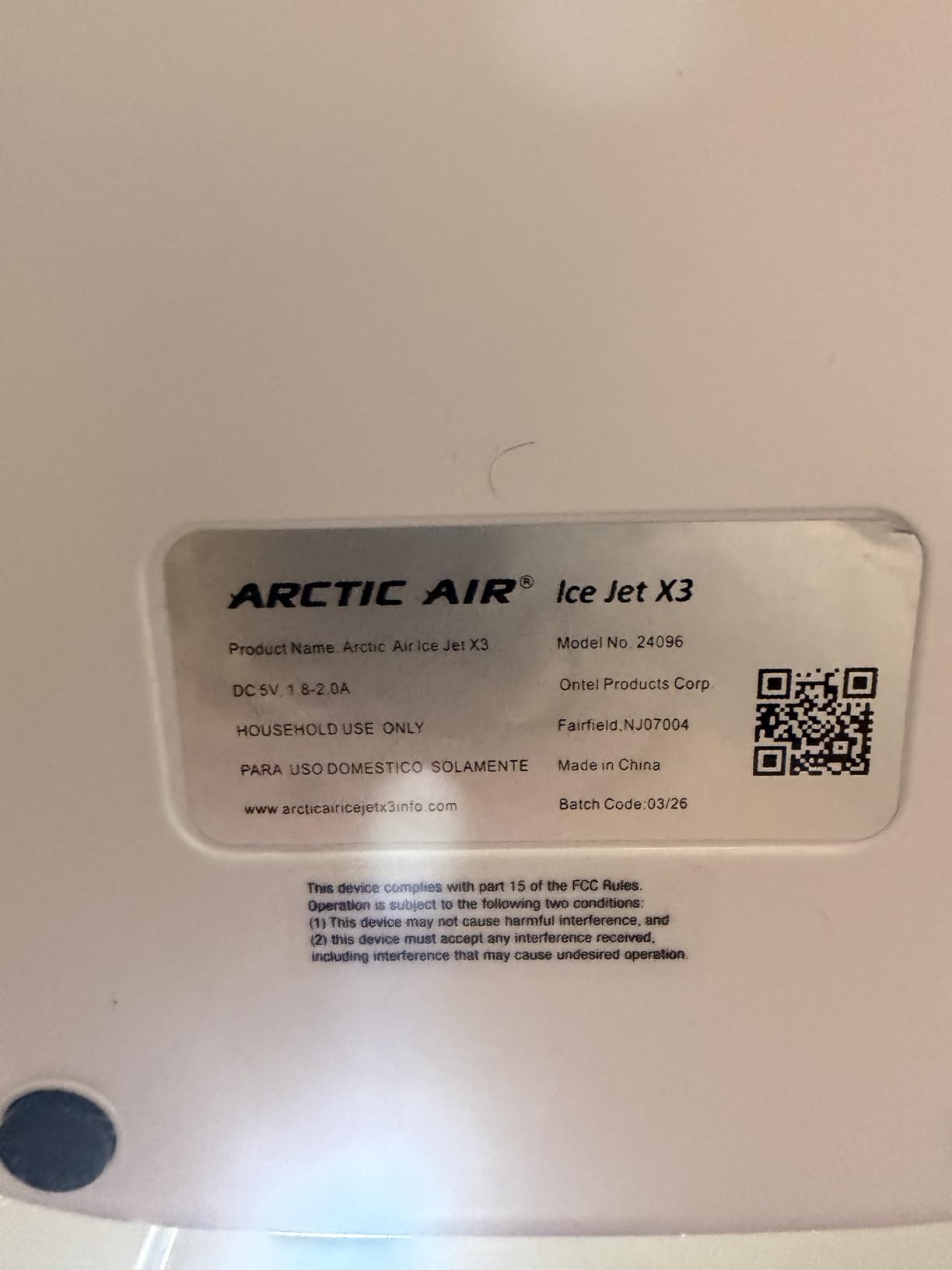 Arctic Air Ice Jet X3 Portable Air Cooler, Dual Mist Modes, Up to 8-Hour Cooling Time, 3-Speed Portable Cooler with Adjustable Airflow, USB C, LED Mood Light customer photo 2