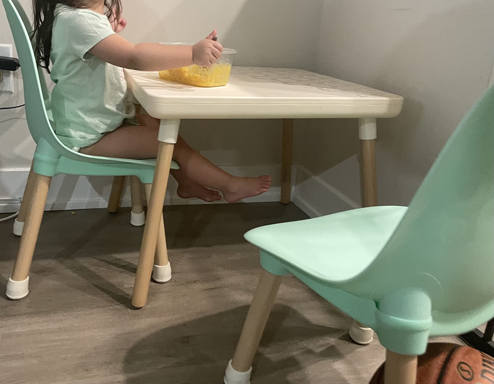 B. toys Table and Chair Set, Kid Century Modern, Mint Wood Legs, 3-Piece Kids Furniture Set with Natural Wooden Legs customer photo 2