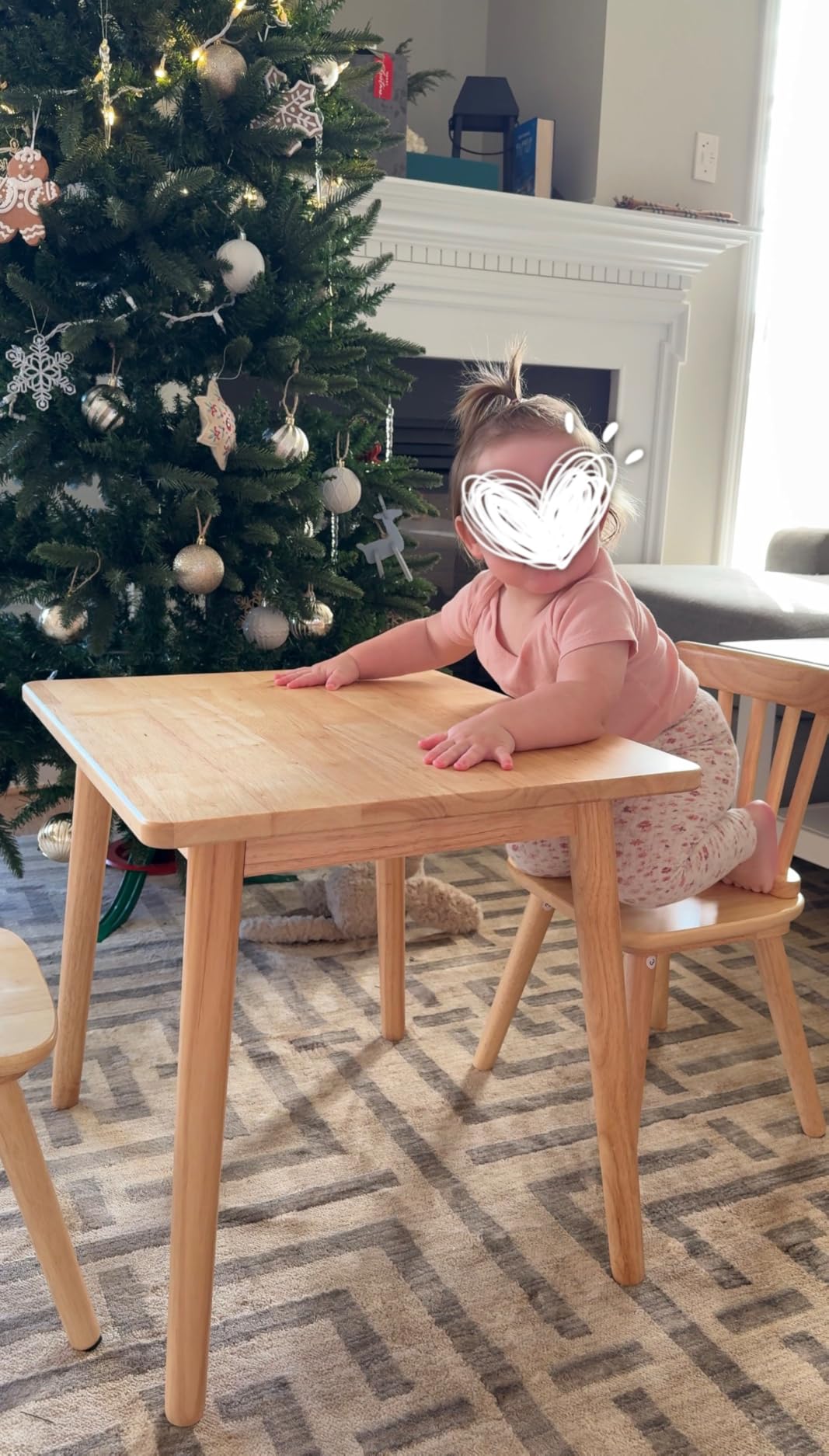 Curipeer Windsor Kids Table and 2 Chair Set, Rubberwood Children Toddler Table and Chair Set with Non-Slip Legs/Round Edge Design for Art, Play, Craft, Activity customer photo 1