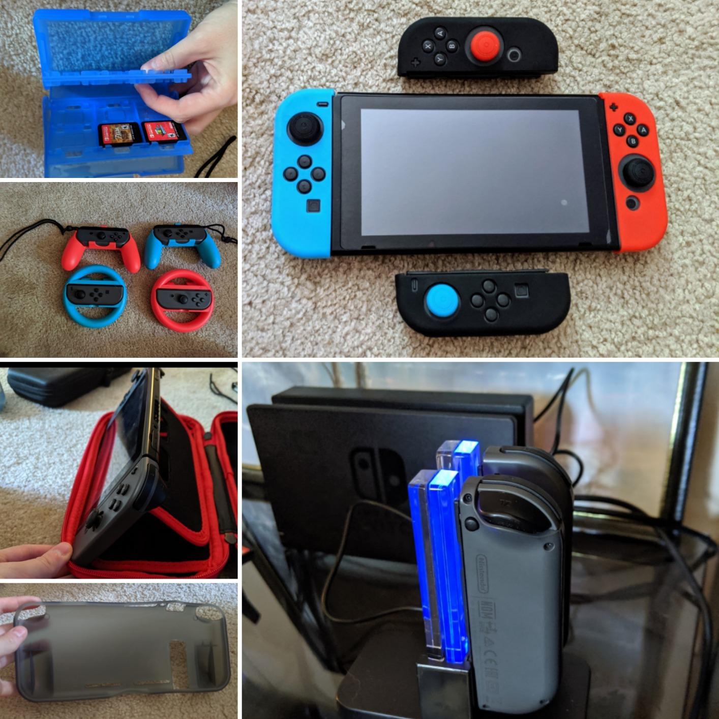 EOVOLA Accessories Kit for Nintendo Switch / Switch OLED Model Games Bundle Wheel Grip Caps Carrying Case Screen Protector Controller customer photo 1