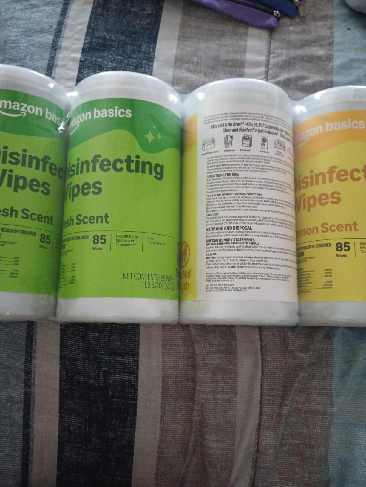 Amazon Basics Disinfecting Wipes, Lemon & Fresh Scent, Sanitizes, Cleans, Disinfects & Deodorizes, 255 Count (3 Packs of 85), Packaging May Vary customer photo 2