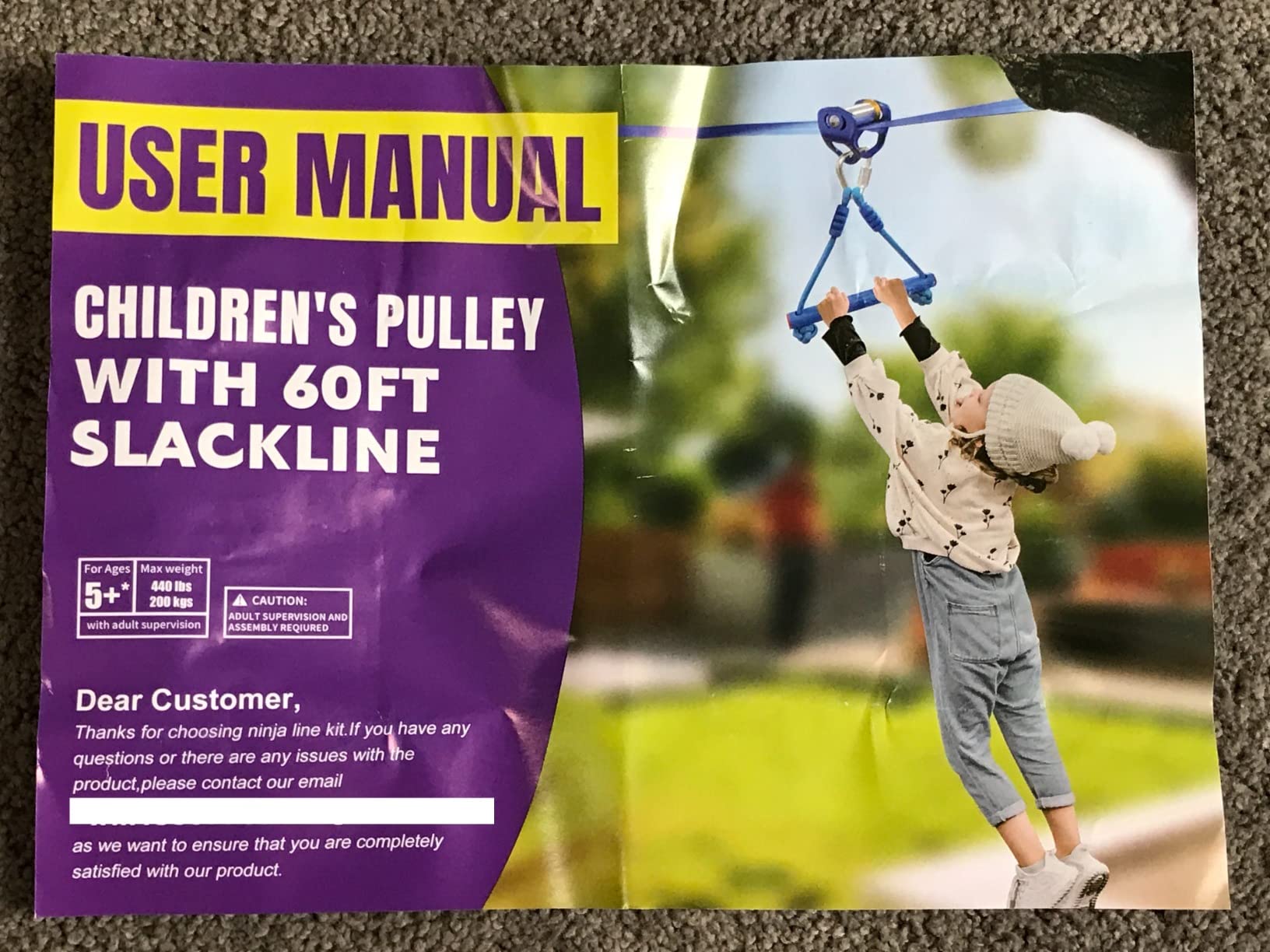 Zip ine Kit for Kids,Stainless steellackline Pulley Slider with Swing seat Zip line,Kids Zipline kit for Backyard with 60ft Ninja Slackline customer photo 2