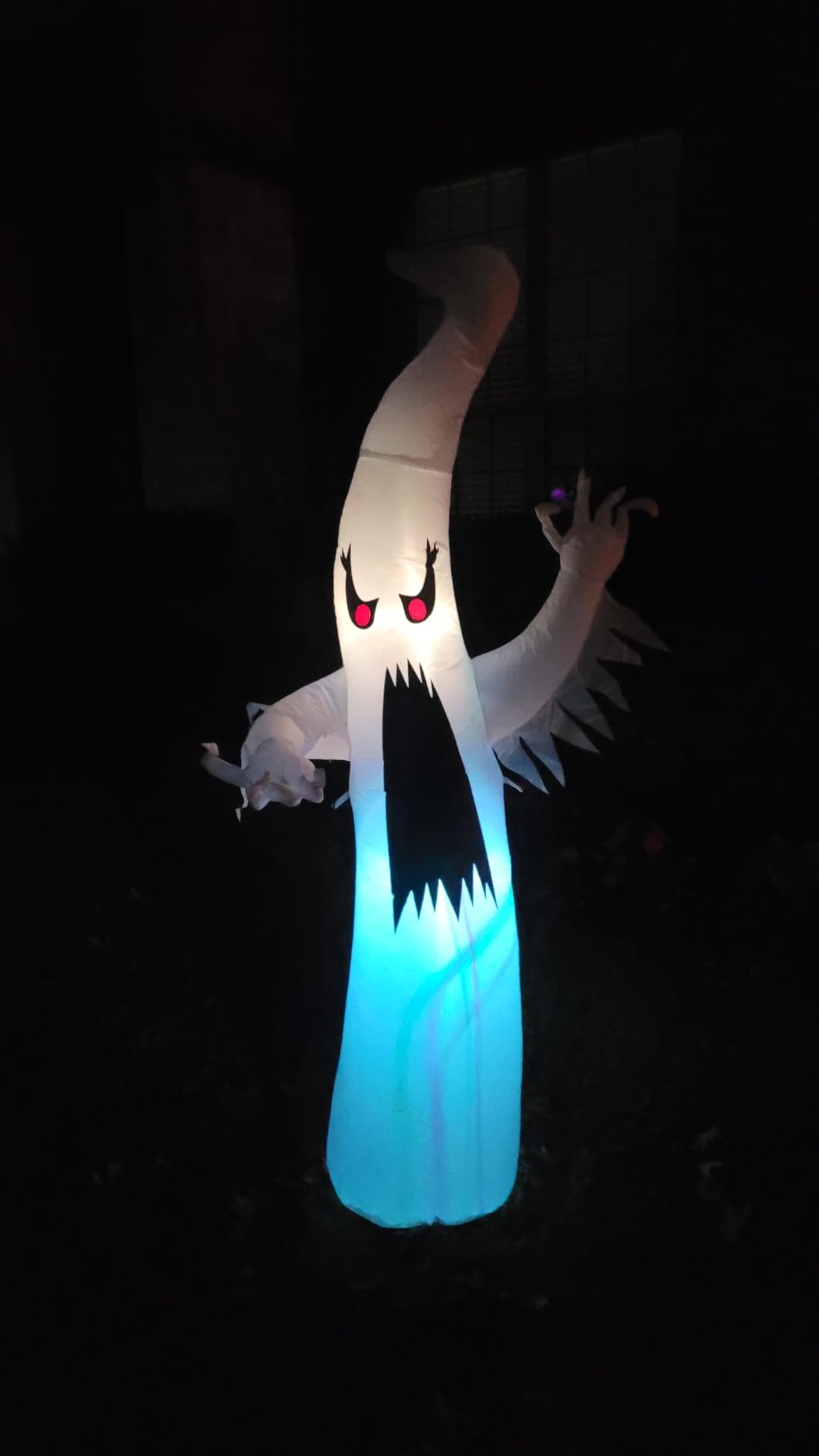 GOOSH 6 FT/12 FT Halloween Inflatables Ghost Outdoor Decorations Blow Up Yard Scary Red Eye Dimming Ghost with Built-in Colorful LEDs for Garden Lawn Indoor Party Decor customer photo 2