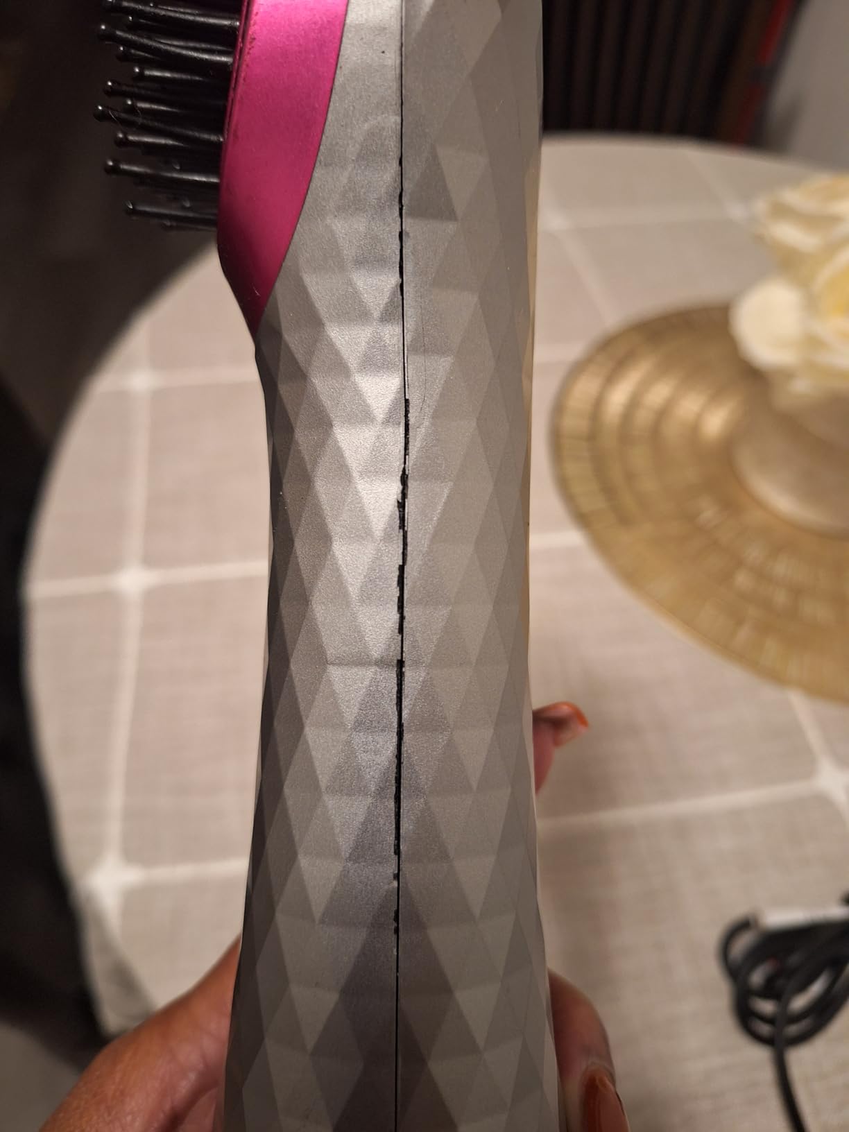 APOKE 3 in 1 Hair Dryer Brush & Straightener Brush, Professional 1200W Powerful Ceramic Tourmaline Negative Ion Blow Heat/2 Speed Settings One Step and Styler Gray customer photo 1
