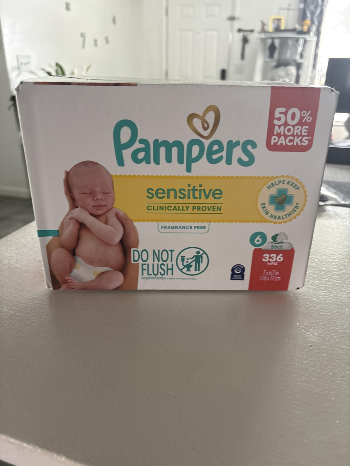 Pampers Sensitive Baby Wipes, Unscented, Fragrance Free, Clinically Proven, Water Based, Hypoallergenic, Multi-Use, Hand Wipes, 1008 Wipes Total (18X Flip-Top Packs) customer photo 1