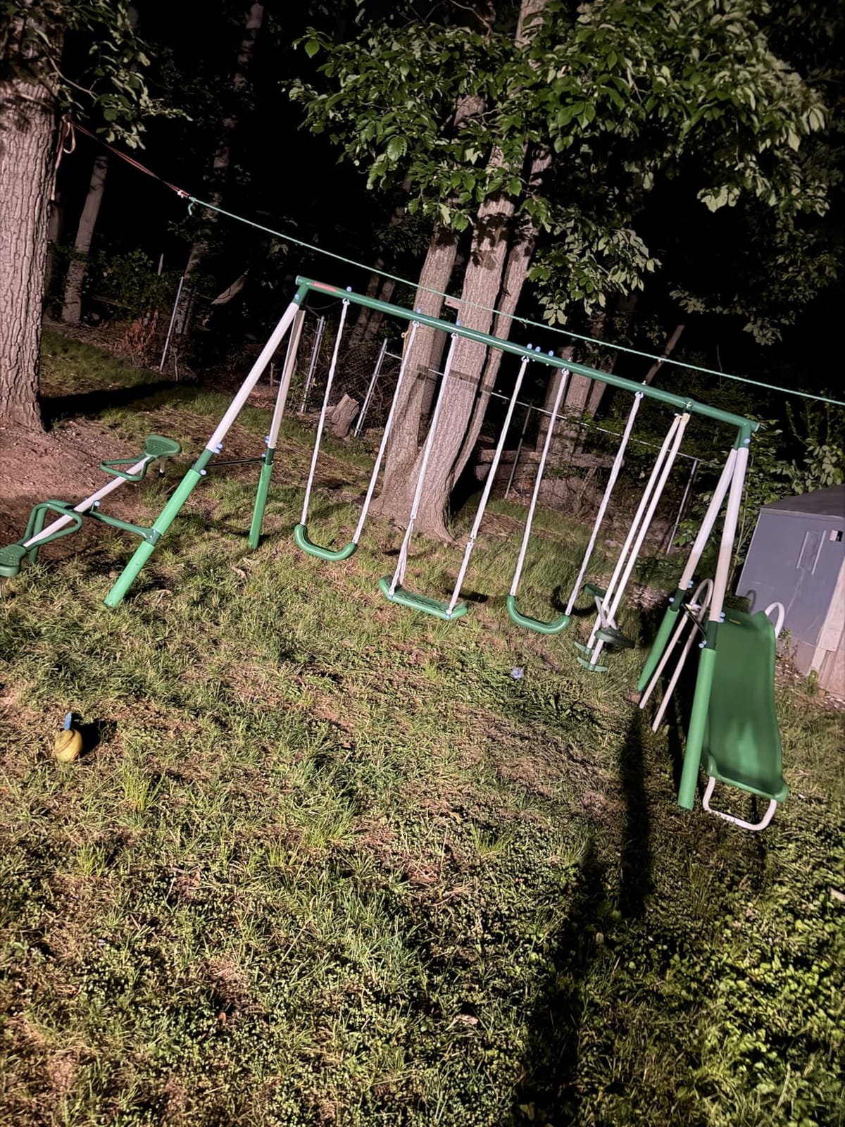 Sportspower Park Ridge Metal Swing Set for Ages 3-8, 2 Swings, Standing Swing, Roman Glider, Teeter Totter, on 5ft Slide, 6.1ft Durable Steel Frame, Anchor Kit, 800lbs customer photo 2