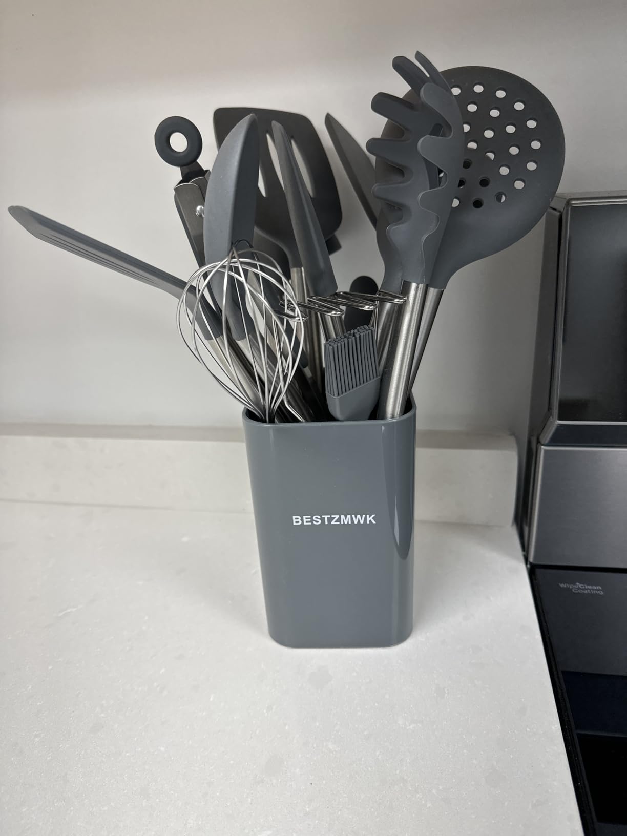 Kitchen Utensil Set-Silicone Cooking Utensils-33 Kitchen Gadgets & Spoons for Nonstick Cookware-Silicone and Stainless Steel Spatula Set-Best Kitchen Tools, Useful Pots (Grey) customer photo 1