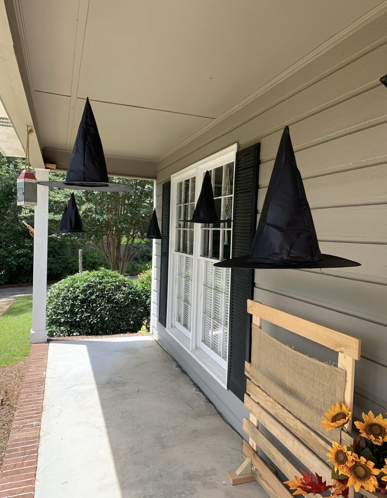 12 PCS Halloween Witch Hats, Black Hanging Witch Hats Porch Yard Decor customer photo 2