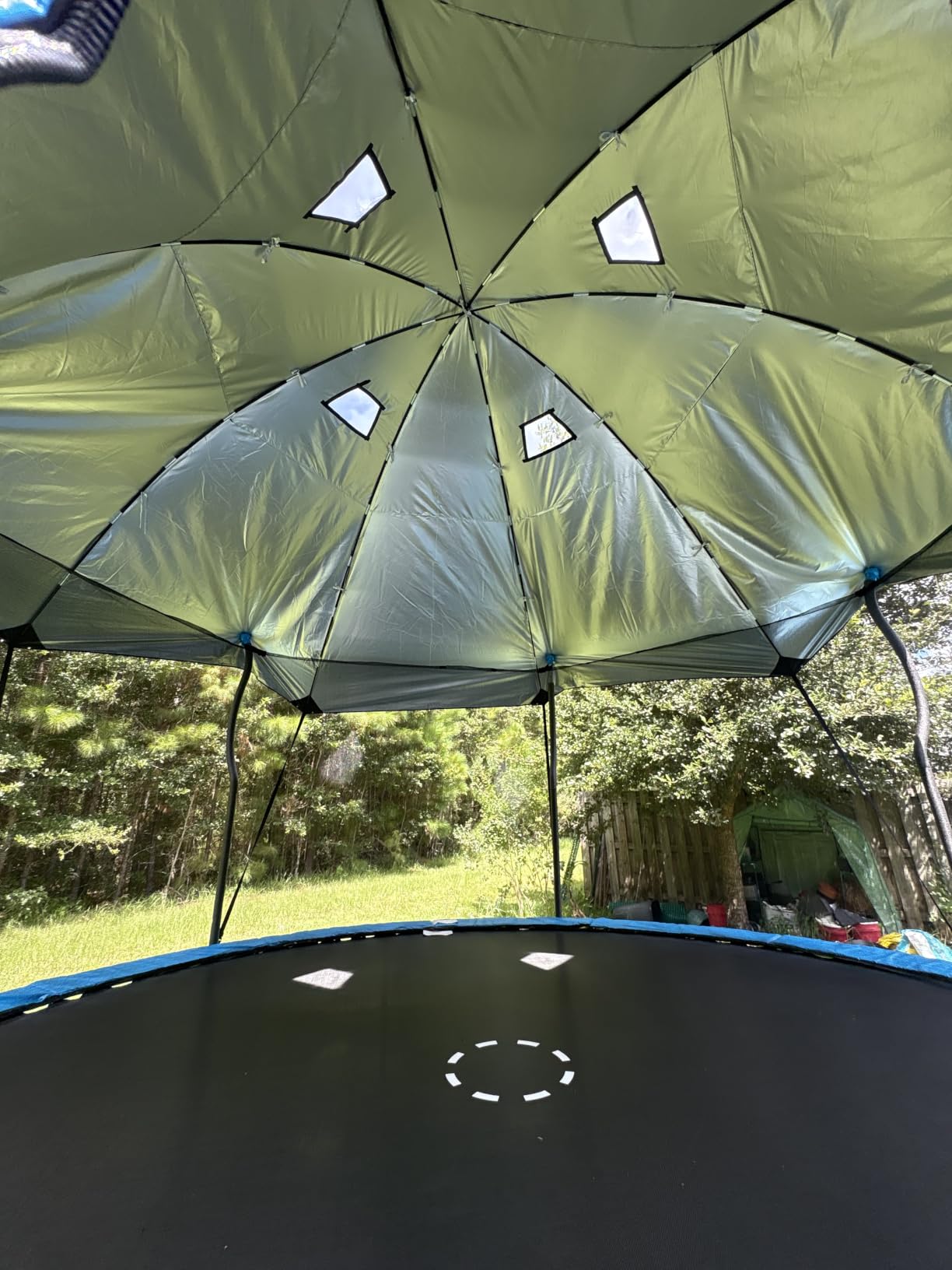 Trampoline Cover 12FT Waterproof Heavy Duty – All-Weather Outdoor Dome Tent with Clear PVC Skylight, Support Poles, Fits Round Trampolines as Trampoline Tent Cover customer photo 1