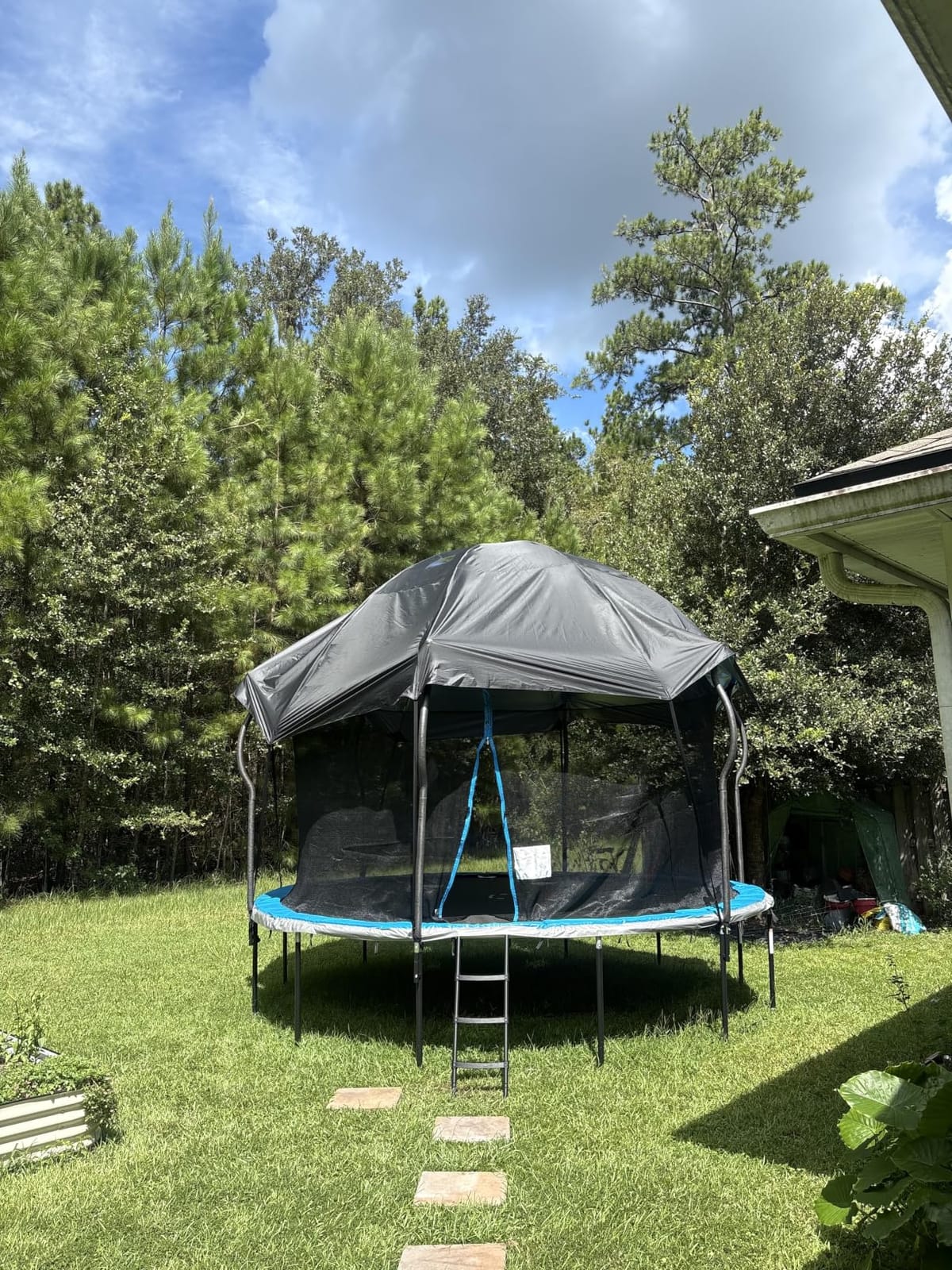 Trampoline Cover 12FT Waterproof Heavy Duty – All-Weather Outdoor Dome Tent with Clear PVC Skylight, Support Poles, Fits Round Trampolines as Trampoline Tent Cover customer photo 2